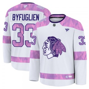 Dustin Byfuglien Chicago Blackhawks Fanatics Youth Premium 2024 Hockey Fights Cancer Practice Jersey (White)