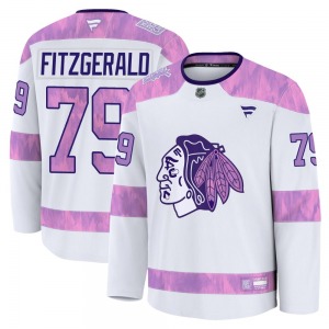 Cavan Fitzgerald Chicago Blackhawks Fanatics Youth Premium 2024 Hockey Fights Cancer Practice Jersey (White)