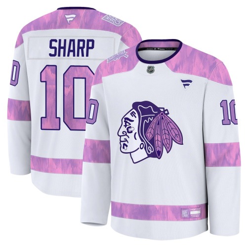 Patrick Sharp Chicago Blackhawks Fanatics Youth Premium 2024 Hockey Fights Cancer Practice Jersey (White)