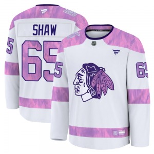 Andrew Shaw Chicago Blackhawks Fanatics Youth Premium 2024 Hockey Fights Cancer Practice Jersey (White)