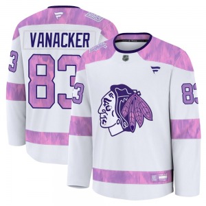 Marek Vanacker Chicago Blackhawks Fanatics Youth Premium 2024 Hockey Fights Cancer Practice Jersey (White)