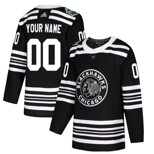 Custom Chicago Blackhawks Adidas Youth Authentic Custom 2019 Winter Classic Jersey (Black)