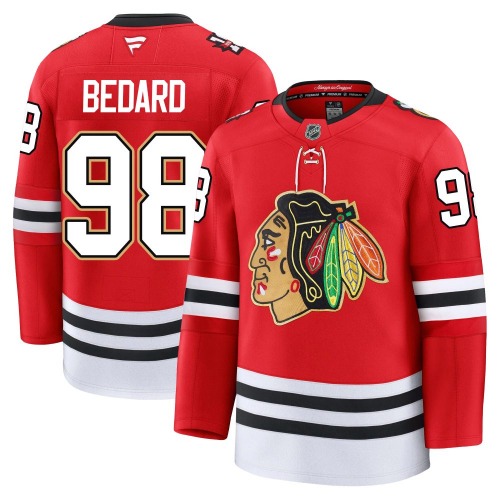 Connor Bedard Chicago Blackhawks Fanatics Premium Centennial Jersey (Red)