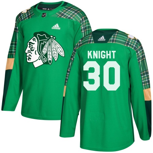 Spencer Knight Chicago Blackhawks Adidas Authentic St. Patrick's Day Practice Jersey (Green)