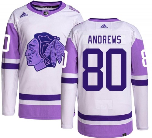 Zach Andrews Chicago Blackhawks Adidas Authentic Hockey Fights Cancer Jersey