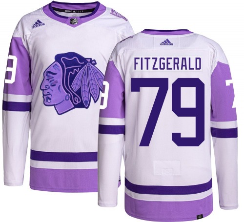 Cavan Fitzgerald Chicago Blackhawks Adidas Authentic Hockey Fights Cancer Jersey