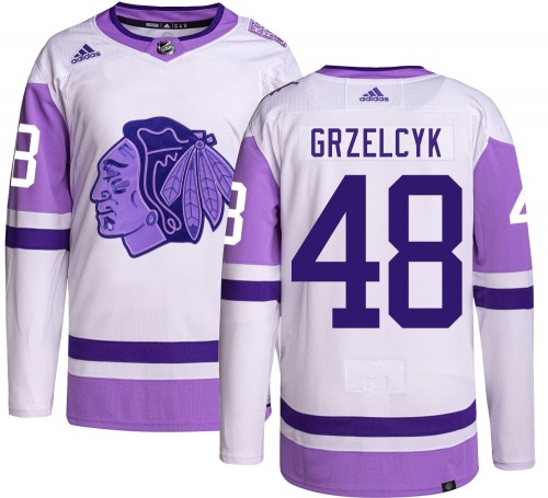 Matt Grzelcyk Chicago Blackhawks Adidas Authentic Hockey Fights Cancer Jersey