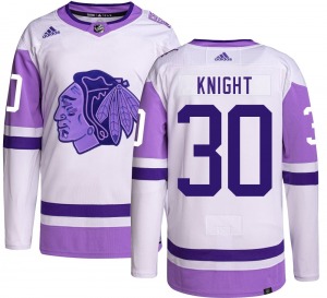 Spencer Knight Chicago Blackhawks Adidas Authentic Hockey Fights Cancer Jersey
