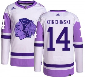 Kevin Korchinski Chicago Blackhawks Adidas Authentic Hockey Fights Cancer Jersey