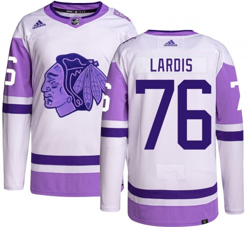 Nick Lardis Chicago Blackhawks Adidas Authentic Hockey Fights Cancer Jersey