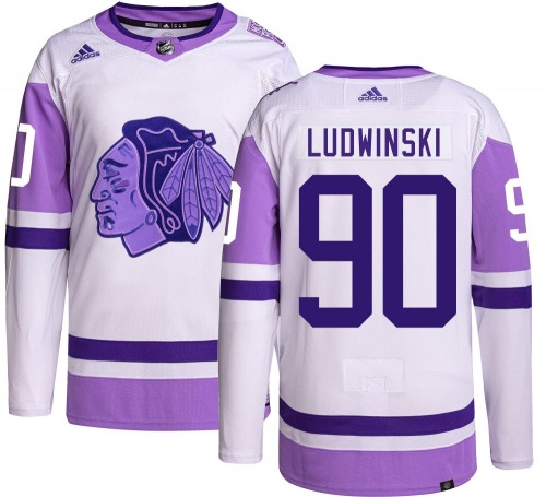Paul Ludwinski Chicago Blackhawks Adidas Authentic Hockey Fights Cancer Jersey
