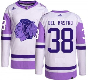 Ethan Del Mastro Chicago Blackhawks Adidas Authentic Hockey Fights Cancer Jersey