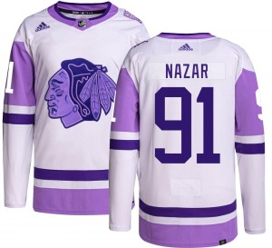 Frank Nazar Chicago Blackhawks Adidas Authentic Hockey Fights Cancer Jersey