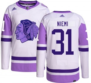 Antti Niemi Chicago Blackhawks Adidas Authentic Hockey Fights Cancer Jersey