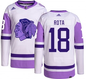 Darcy Rota Chicago Blackhawks Adidas Authentic Hockey Fights Cancer Jersey