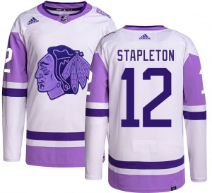 Pat Stapleton Chicago Blackhawks Adidas Authentic Hockey Fights Cancer Jersey