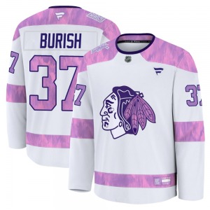 Adam Burish Chicago Blackhawks Fanatics Premium 2024 Hockey Fights Cancer Practice Jersey (White)