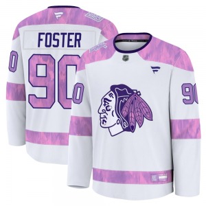 Scott Foster Chicago Blackhawks Fanatics Premium 2024 Hockey Fights Cancer Practice Jersey (White)