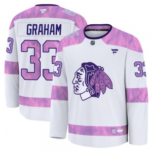 Dirk Graham Chicago Blackhawks Fanatics Premium 2024 Hockey Fights Cancer Practice Jersey (White)