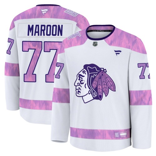 Pat Maroon Chicago Blackhawks Fanatics Premium 2024 Hockey Fights Cancer Practice Jersey (White)