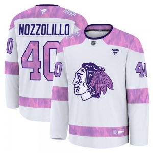Dave Nozzolillo Chicago Blackhawks Fanatics Premium 2024 Hockey Fights Cancer Practice Jersey (White)