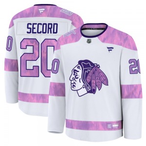 Al Secord Chicago Blackhawks Fanatics Premium 2024 Hockey Fights Cancer Practice Jersey (White)
