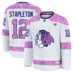 Pat Stapleton Chicago Blackhawks Fanatics Premium 2024 Hockey Fights Cancer Practice Jersey (White)
