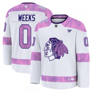 Mitchell Weeks Chicago Blackhawks Fanatics Premium 2024 Hockey Fights Cancer Practice Jersey (White)