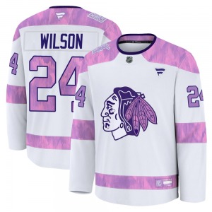 Doug Wilson Chicago Blackhawks Fanatics Premium 2024 Hockey Fights Cancer Practice Jersey (White)