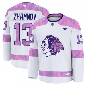 Alex Zhamnov Chicago Blackhawks Fanatics Premium 2024 Hockey Fights Cancer Practice Jersey (White)