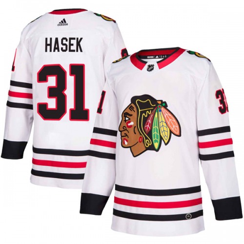 Dominik Hasek Chicago Blackhawks Adidas Authentic Away Jersey (White)
