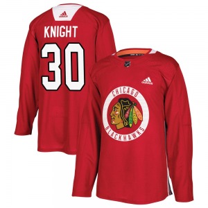 Spencer Knight Chicago Blackhawks Adidas Authentic Home Practice Jersey (Red)