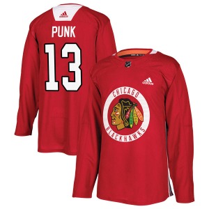 CM Punk Chicago Blackhawks Adidas Authentic Home Practice Jersey (Red)
