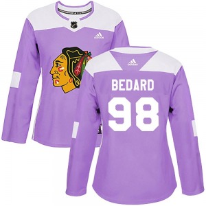 Connor Bedard Chicago Blackhawks Adidas Women's Authentic Fights Cancer Practice Jersey (Purple)