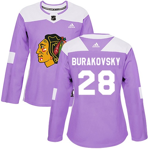 Andre Burakovsky Chicago Blackhawks Adidas Women's Authentic Fights Cancer Practice Jersey (Purple)