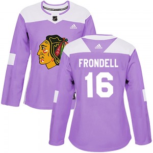 Anton Frondell Chicago Blackhawks Adidas Women's Authentic Fights Cancer Practice Jersey (Purple)