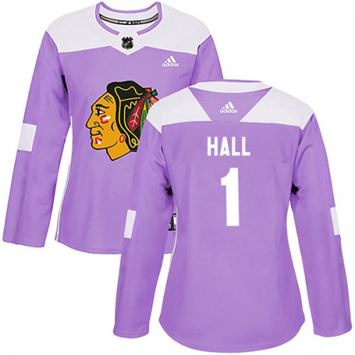 Glenn Hall Chicago Blackhawks Adidas Women's Authentic Fights Cancer Practice Jersey (Purple)