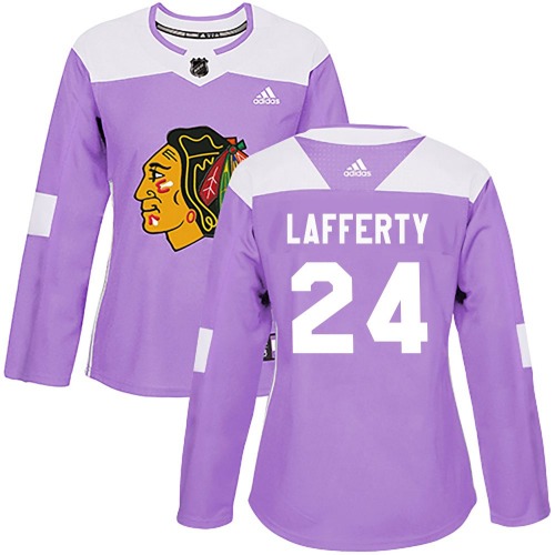 Sam Lafferty Chicago Blackhawks Adidas Women's Authentic Fights Cancer Practice Jersey (Purple)