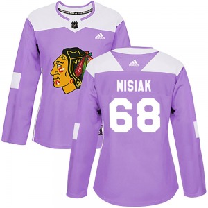 Martin Misiak Chicago Blackhawks Adidas Women's Authentic Fights Cancer Practice Jersey (Purple)