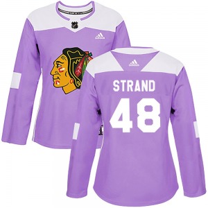 Austin Strand Chicago Blackhawks Adidas Women's Authentic Fights Cancer Practice Jersey (Purple)