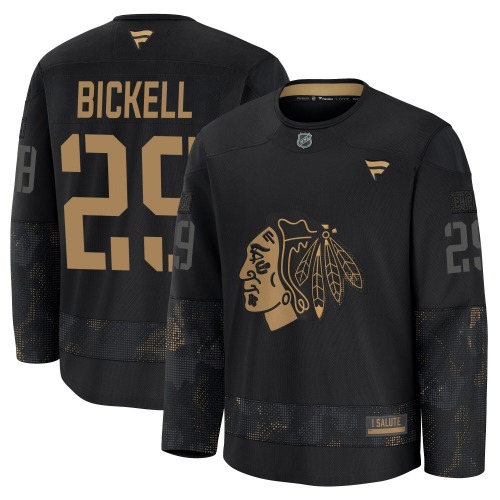 Bryan Bickell Chicago Blackhawks Fanatics Premium 2024 Military Appreciation Practice Jersey (Black)