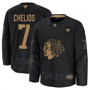 Chris Chelios Chicago Blackhawks Fanatics Premium 2024 Military Appreciation Practice Jersey (Black)