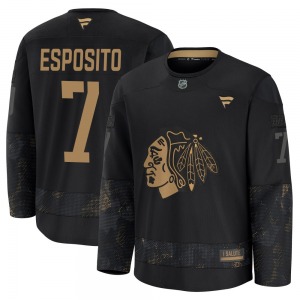 Phil Esposito Chicago Blackhawks Fanatics Premium 2024 Military Appreciation Practice Jersey (Black)