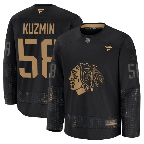 Dmitry Kuzmin Chicago Blackhawks Fanatics Premium 2024 Military Appreciation Practice Jersey (Black)