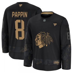 Jim Pappin Chicago Blackhawks Fanatics Premium 2024 Military Appreciation Practice Jersey (Black)