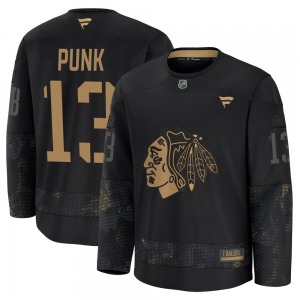 CM Punk Chicago Blackhawks Fanatics Premium 2024 Military Appreciation Practice Jersey (Black)