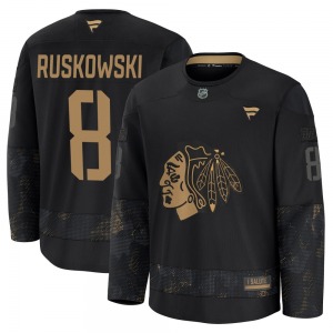 Terry Ruskowski Chicago Blackhawks Fanatics Premium 2024 Military Appreciation Practice Jersey (Black)