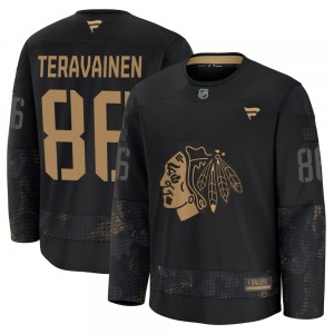 Teuvo Teravainen Chicago Blackhawks Fanatics Premium 2024 Military Appreciation Practice Jersey (Black)