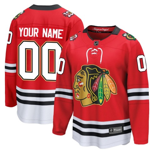 Custom Chicago Blackhawks Fanatics Breakaway Custom Centennial Jersey (Red)