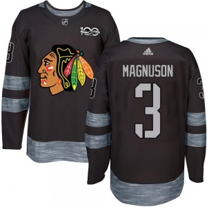 Keith Magnuson Chicago Blackhawks Authentic 1917-2017 100th Anniversary Jersey (Black)